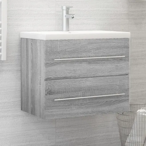 Mueble de Lavabo Madera Contrachapada Gris Sonoma 60x38,5x48 cm