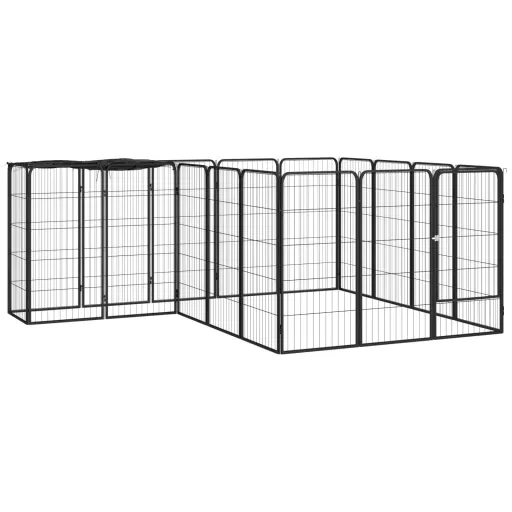 Jaula Perros 18 Paneles Acero Recubierto Polvo Negro 50x100 cm