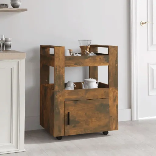 Carrito de Cocina Madera Contrachapada Roble Ahumado 60x45x80cm