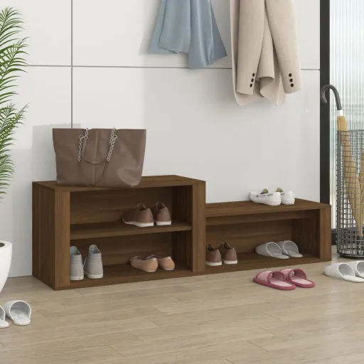 Mueble Zapatero Madera Contrachapada Marrón Roble 150x35x45 cm