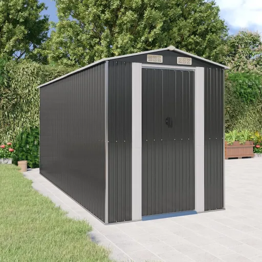 Cobertizo de Jardín Acero Galvanizado Antracita 192x440x223 cm