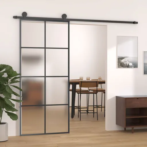Puerta Corredera Con Set Herrajes Vidrio ESG Aluminio 90x205 cm