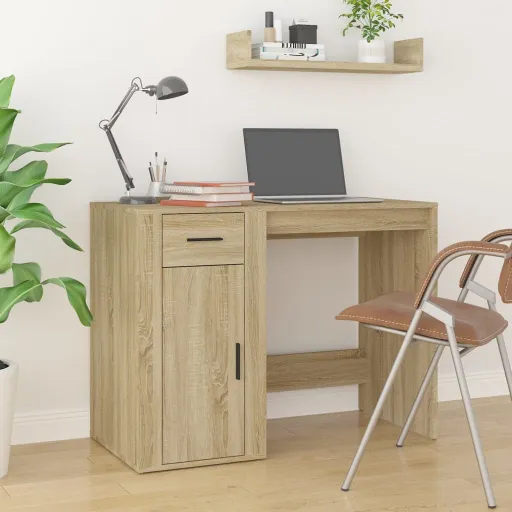 Escritorio Madera Contrachapada Color Roble Sonoma 100x49x75 cm