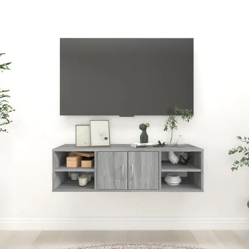 Estantería de Pared Madera Contrachapada Gris 102x30x29 cm