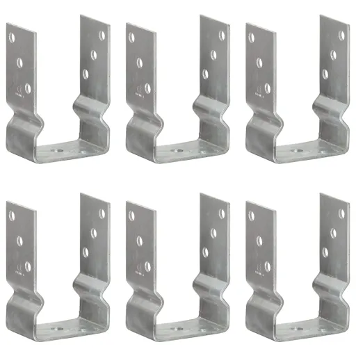 Anclajes de Valla 6 Uds Acero Galvanizado Plateado 9x6x15 cm