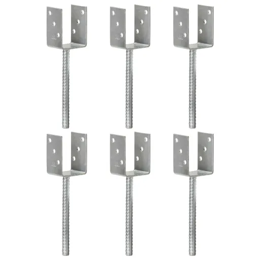 Anclajes de Valla 6 Uds Acero Galvanizado Plateado 7x6x30 cm