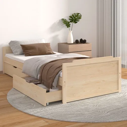 Estructura de Cama Sin Colchón Madera Maciza de Pino 90x200 cm