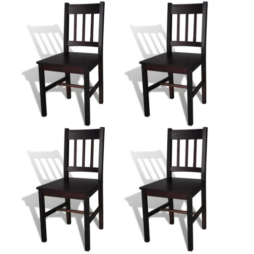 Sillas de Comedor 4 Unidades Madera de Pino Marrón Oscuro