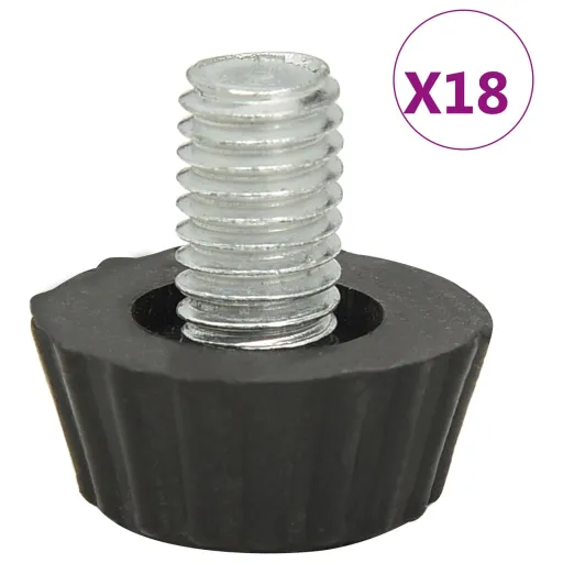 Patas de Mueble Regulables M8 18 Unidades Negro