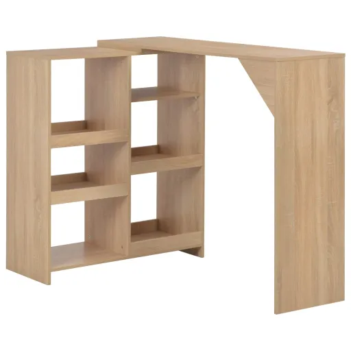 Mesa de Bar Con Estantería Móvil Negro 138x39x110 cm