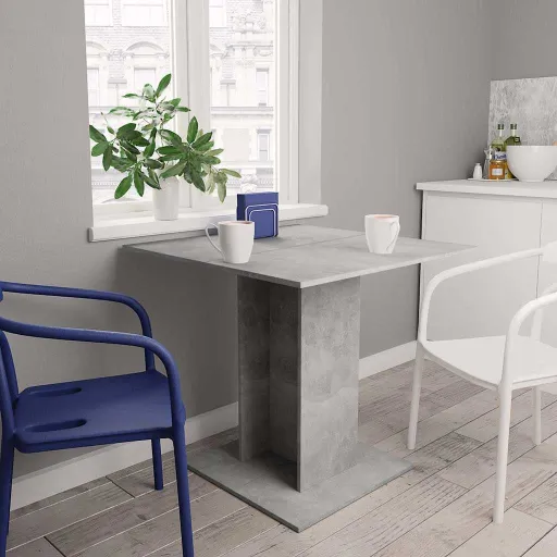 Mesa de Comedor Madera Contrachapada Gris Hormigón 80x80x75 cm