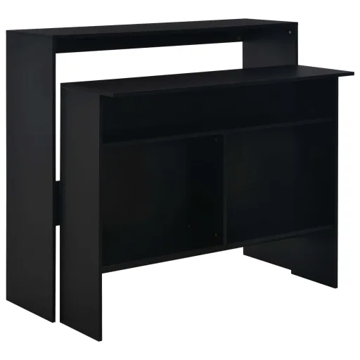 Mesa Alta de Bar Con 2 Tableros Negro 130x40x120 cm