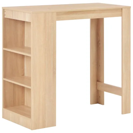 Mesa Alta de Cocina Con Estantería Color Roble 110x50x103 cm