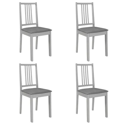Sillas de Comedor Con Cojines de Madera Maciza Gris 4 Unidades