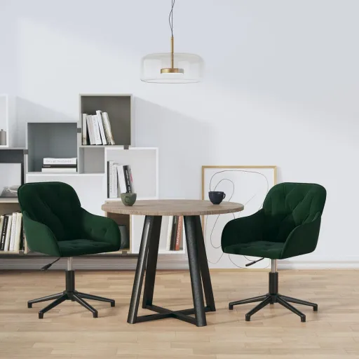 Sillas de Comedor Giratorias 2 Unidades Terciopelo Verde Oscuro
