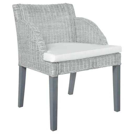 Silla de Comedor Con Cojín Ratán Natural Gris