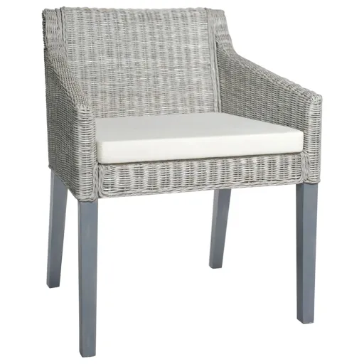 Silla de Comedor Con Cojín Ratán Natural Gris