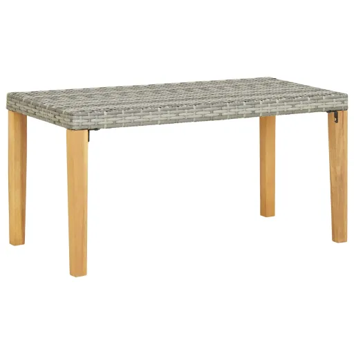 Banco de Jardín Ratán Sintético y Madera de Acacia Gris 120 cm