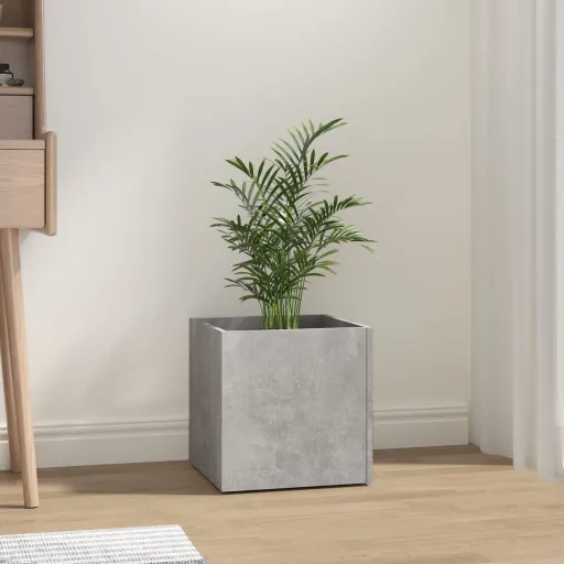 Jardinera de Madera de Ingeniería Gris Hormigón 40x40x40 cm