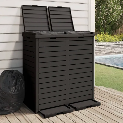 Cubo de Basura de Exterior Polipropileno Negro 78x41x86 cm