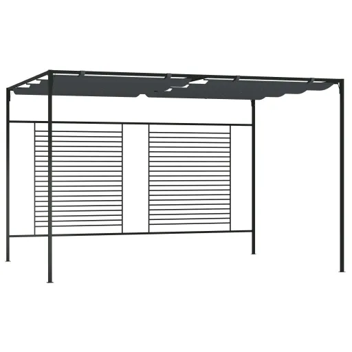 Cenador Con Techo Retráctil Antracita 4x3x2,3 m 180 g/m²