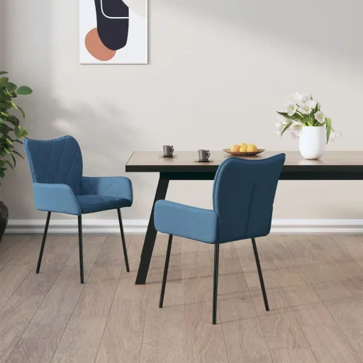 Sillas de Comedor 2 Unidades Tela Azul