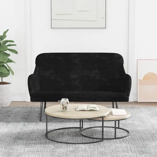 Banco de Terciopelo Negro 110x76x80 cm
