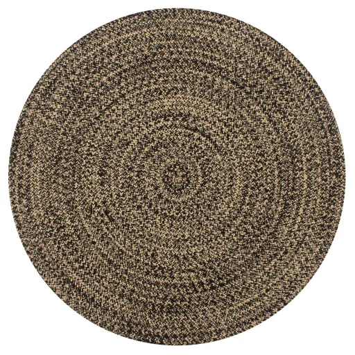 Alfombra de Yute Tejida a Mano Negro y Natural 90 cm