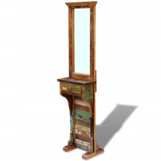 Espejo de Recibidor de Madera Maciza Reciclada 47x23x180 cm