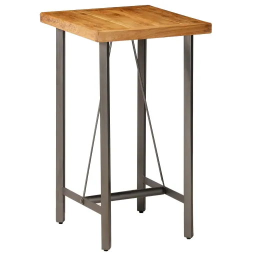 Mesa Alta de Bar Teca Maciza Reciclada 60x60x107 cm