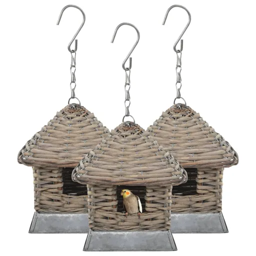 Casas Para Pájaros 3 Unidades Mimbre