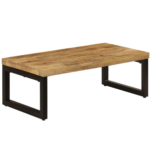Mesa de Centro Madera Maciza de Mango y Acero 100x50x35 cm