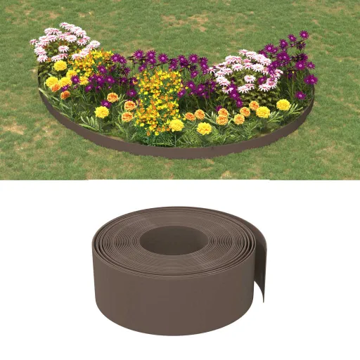 Borduras de Jardín 2 Uds Polietileno Marrón 10 m 20 cm