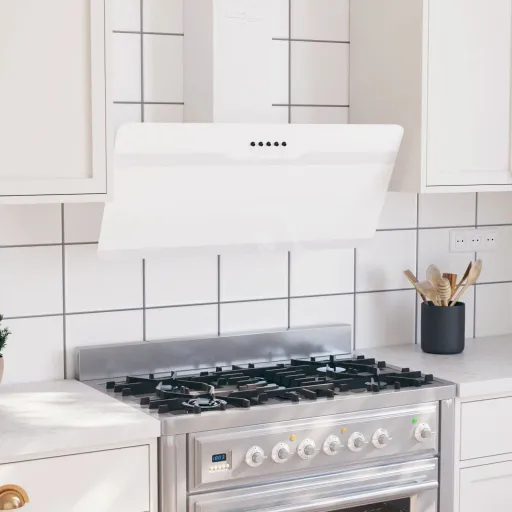 Campana Extractora Pared Acero y Vidrio Templado Blanco 90 cm