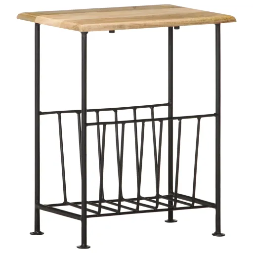 Revistero Madera Maciza de Mango y Acero 40x30x50 cm