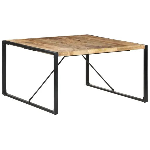 Mesa de Comedor Madera de Mango Rugosa 140x140x75 cm