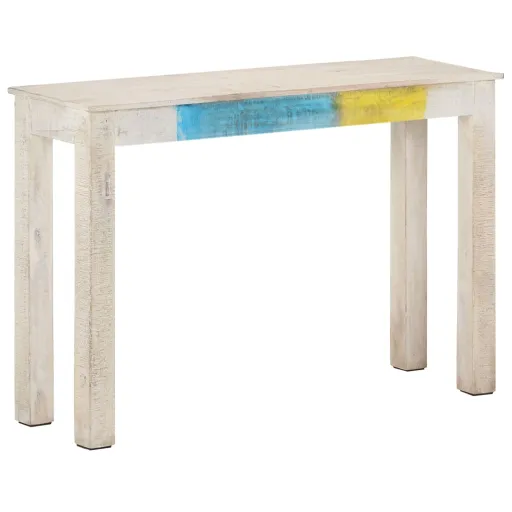 Mesa Consola de Madera de Mango Rugosa Blanca 115x35x77 cm