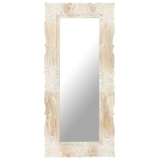 Espejo de Madera Maciza de Mango Blanco 110x50 cm