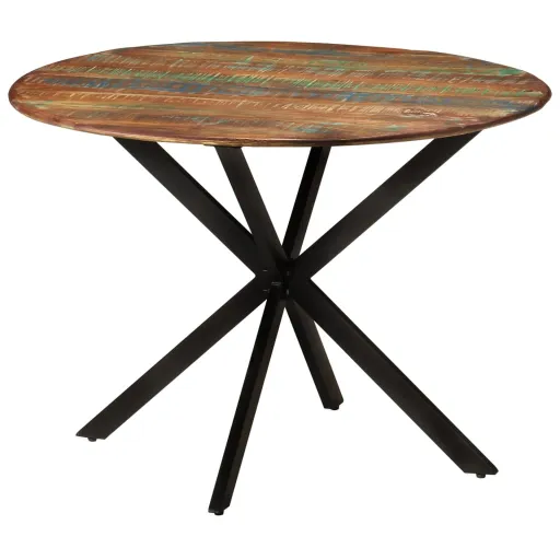 Mesa de Comedor Madera Maciza Reciclada y Acero 110x78 cm