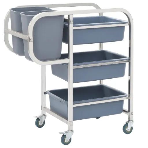 Carrito de Cocina Con Recipientes de Plástico 82x43,5x93 cm