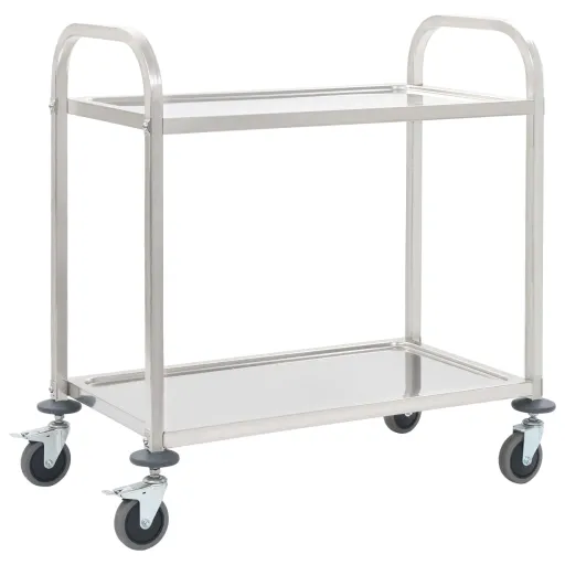 Carrito de Cocina de 2 Alturas Acero Inoxidable 95x45x83,5 cm