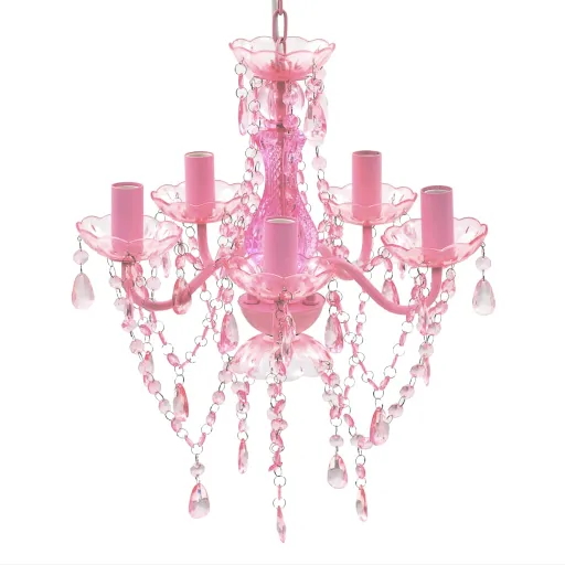 Lámpara de Araña de Cristal 5 Bombillas Rosa