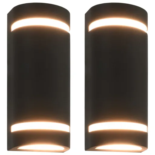 Lámparas de Pared de Exterior 2 Uds 35 W Negro Semicircular