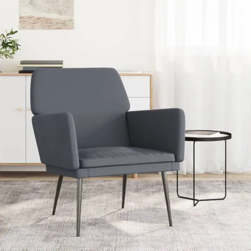 Sillón de Terciopelo Gris Oscuro 62x79x79 cm