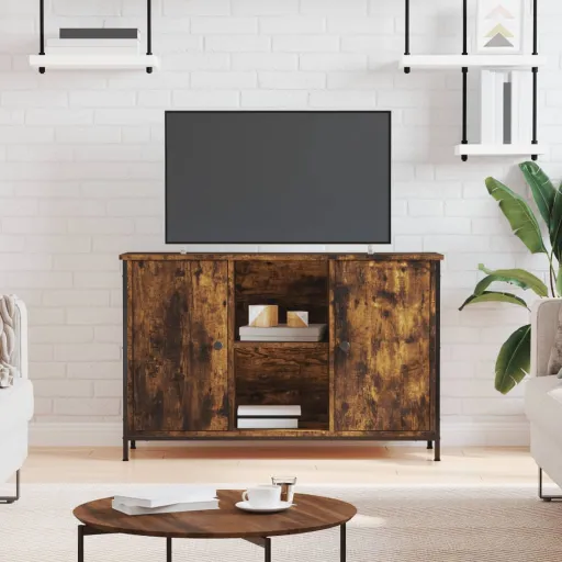 Mueble de TV Madera de Ingeniería Roble Ahumado 100x35x65 cm