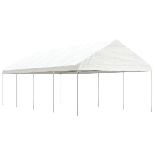 Cenador Con Techo Polietileno Blanco 8,92x4,08x3,22 m