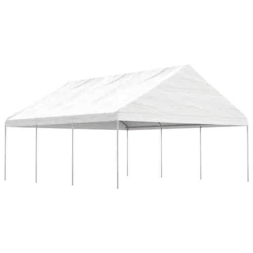 Cenador Con Techo Polietileno Blanco 6,69x5,88x3,75 m