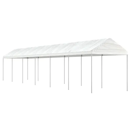 Cenador Con Techo Polietileno Blanco 13,38x2,28x2,69 m