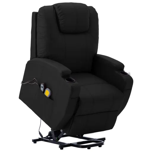 Sillón de Masaje Elevable Cuero Sintético Negro
