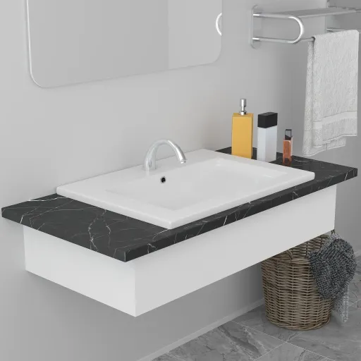 Lavabo Encastrado de Cerámica Blanco 61x39,5x18,5 cm